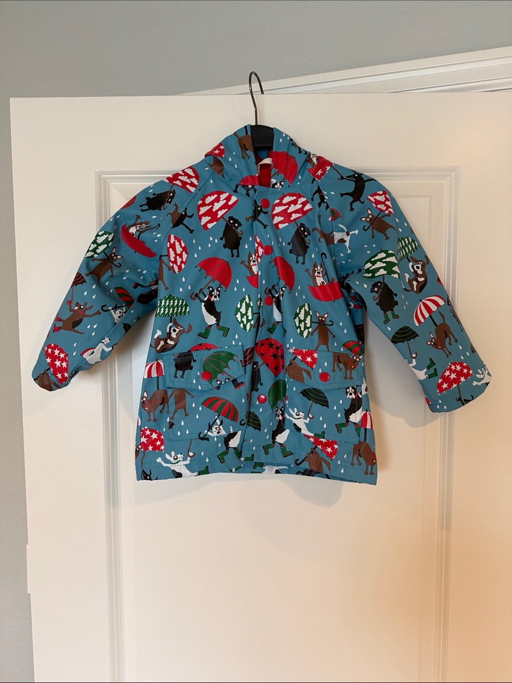 Hatley Blue Red  Kids' Raincoat Colorful Umbrella & Dog Print size 4